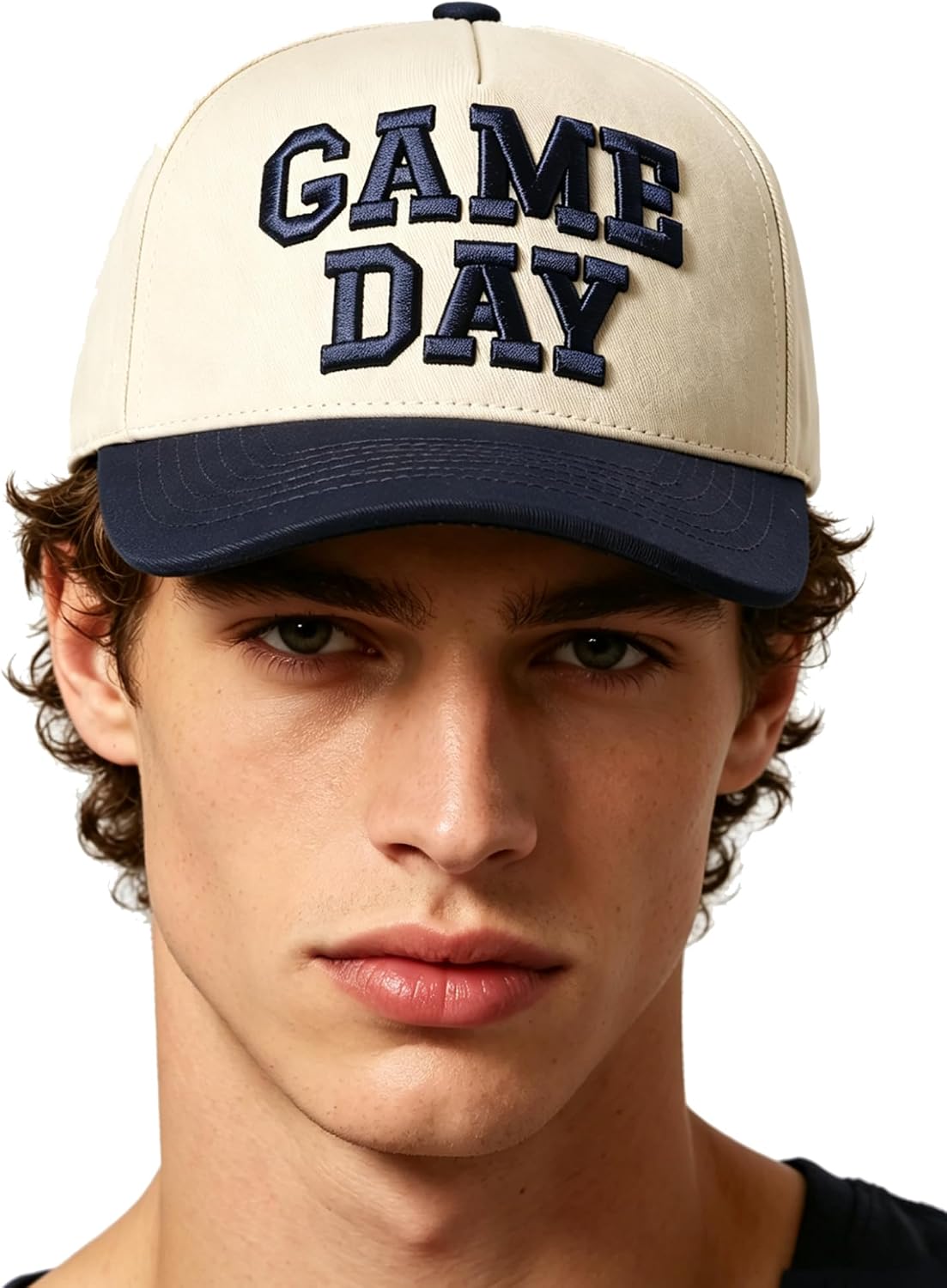 Game Day 3D Puff Embroidered Baseball Cap, Two Tone Vintage Hat for Women Men, Sports Fan Gift for Football Basketball