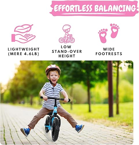 Miniatura 3 de bicystar Bicicleta de equilibrio de 12 pulgadas para niños pequeños de 2 a 4 años, ligera, 4.6 libras, sin pedales, bicicleta para niños pequeños