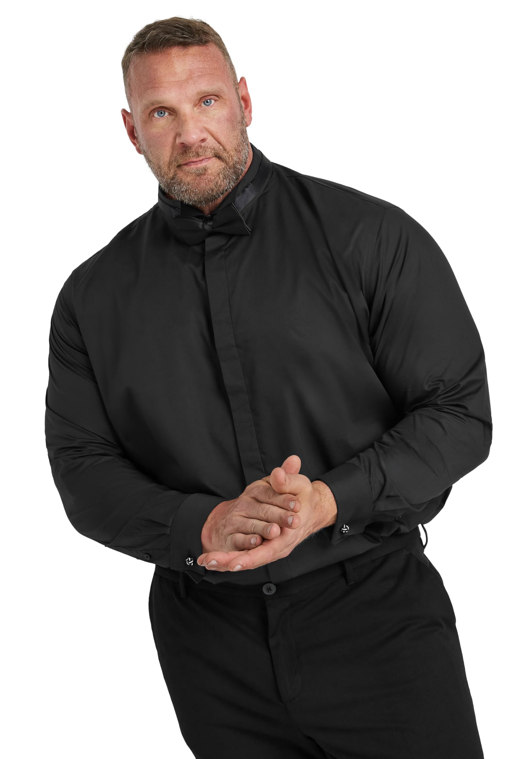 BadRhino Big & Tall Wing Collar Formal Shirt - Men's - Plus Size Curve Black