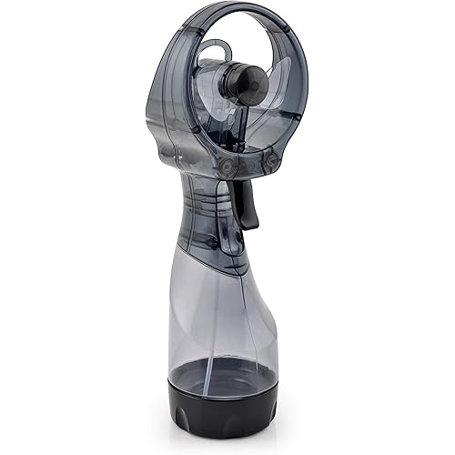 O2COOL Deluxe Handheld Battery Powered Water Misting Fan (Grey)