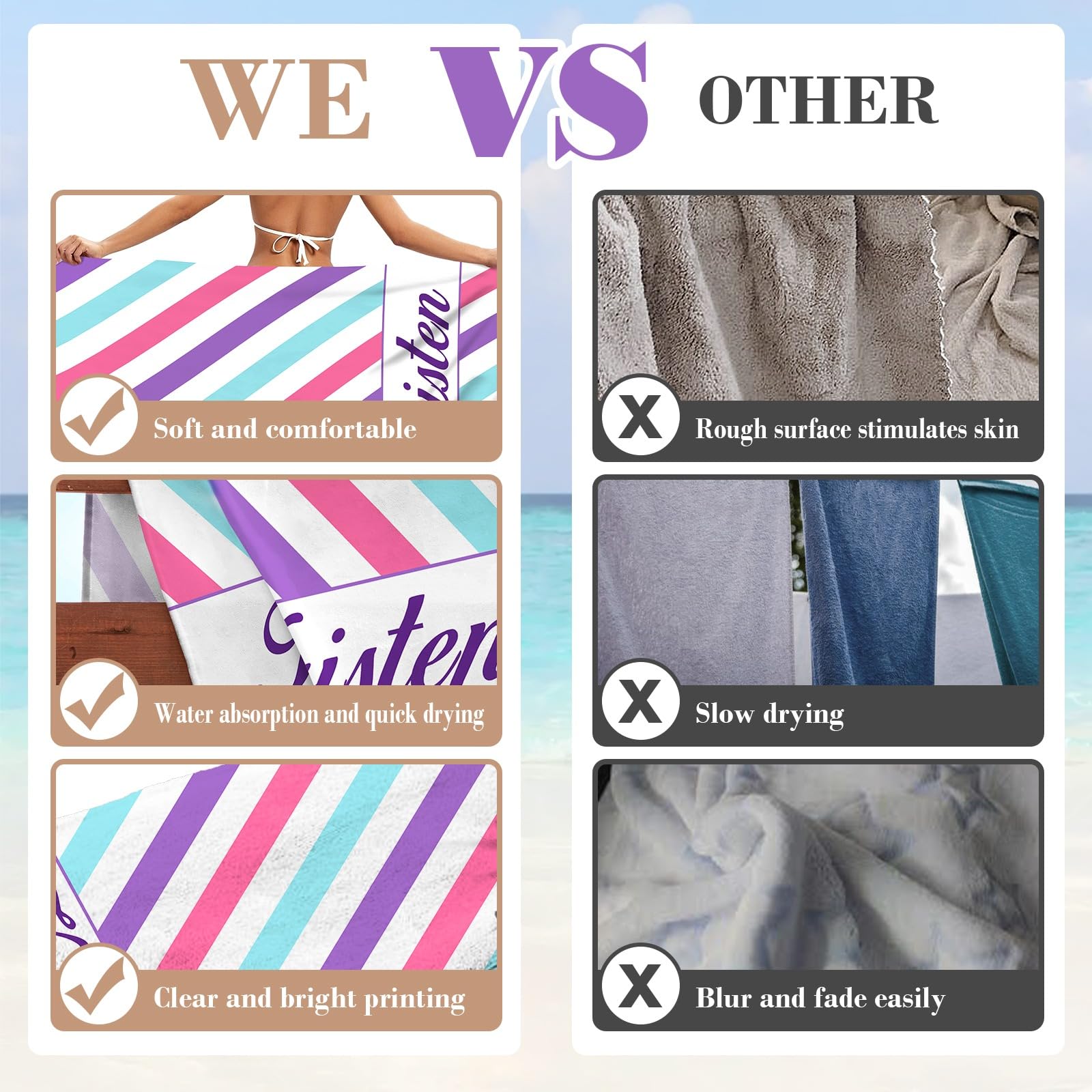 Telo Mare Personalizzato NIBESSER Con Foto - Microfibra 76x152cm, Antisabbia, Asciugatura Rapida - Foto 3