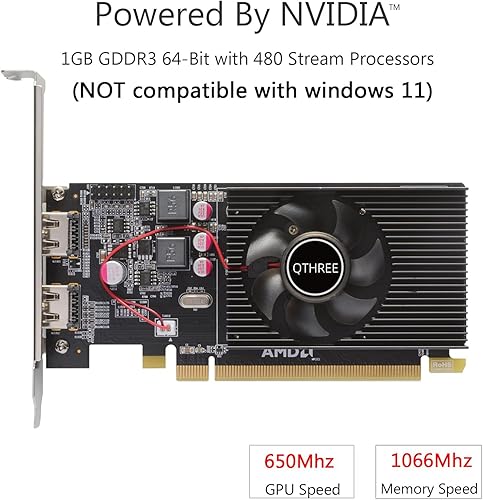 Miniatura 2 de QTHREE Radeon HD 6570 Tarjeta gráfica de perfil bajo, HDMI dual, 1 GB, GDDR3, 64 bits, tarjeta de video de escritorio para juegos de PC, PCI-Express