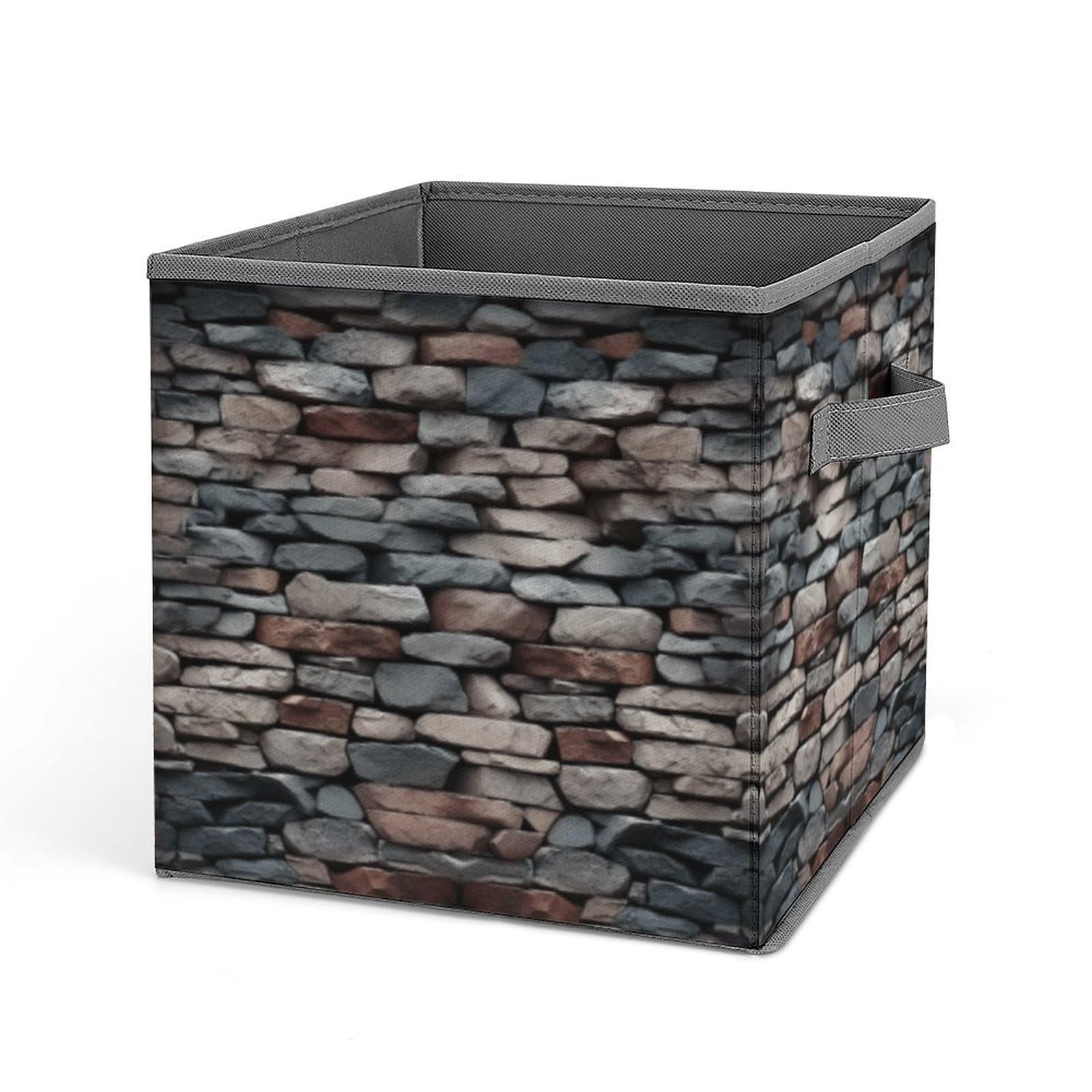 FekiLoot Stone Folding Storage Bins with Handles Large Fabric Storage Cube Storage Organizer Heavy Duty Closet Organizer Sturdy Collapsible Bin Foldable Baskets
