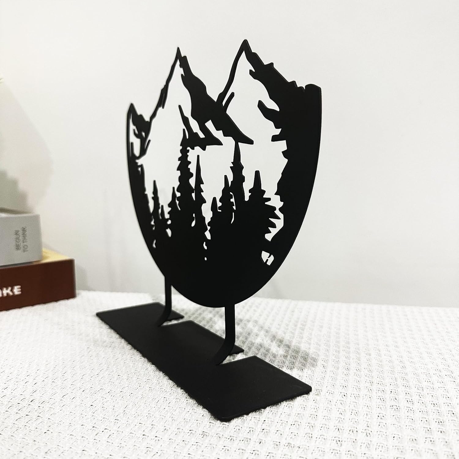 Metal Mountain Table Top Decor, Forest Decorative Sign, Woodland Tabletop Decor, Tabletop Decorative Accents, Travel Adventure Table Centerpiece for Home Farmhouse