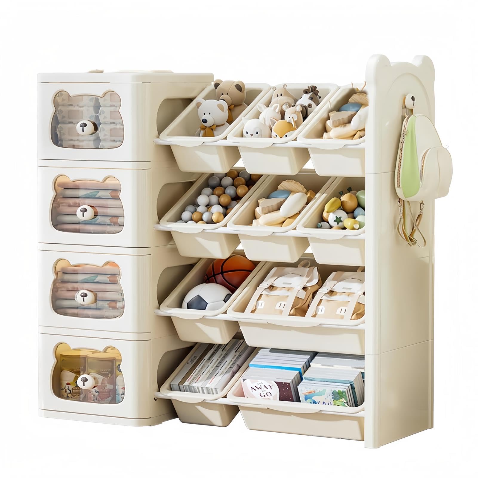 Armoire de rangement pour jouets avec tiroirs et boîtes, grande capacité pour livres d'images d'enfants, artefact de rangement pour chambre d'enfant, peut stocker des vêtements de bébé, des jouets de