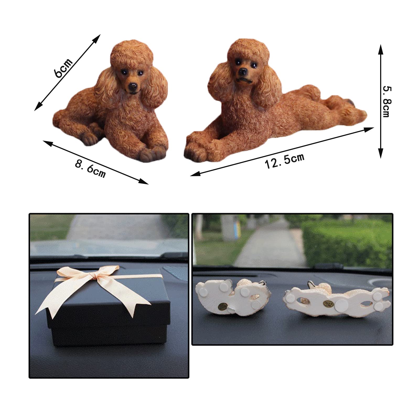Sanmum Set of Miniature Poodle Garden Statue Dog Figurines Resin Sculpture Forest Animal Statue Outdoor Decor Yard Planter Flower Pot Ornaments(Braun) - Image 4