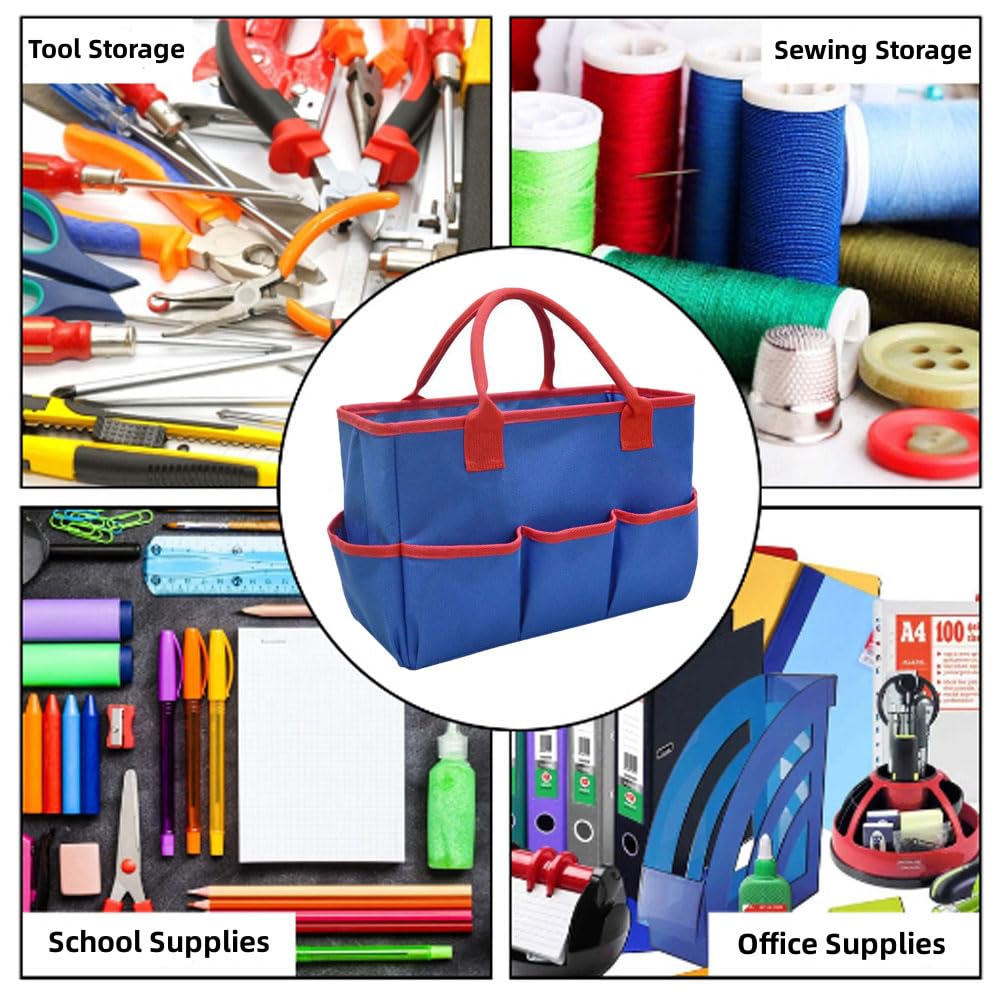Oaygat Desktop Storage Tote Bag Art Tool Organizer Carrier Stationery Organizer Bag Desktop File Folder Tote Art Craft Supplies Storage Foldable Teacher Tool Carrier Office Desk Craft Tote Bags - Image 4