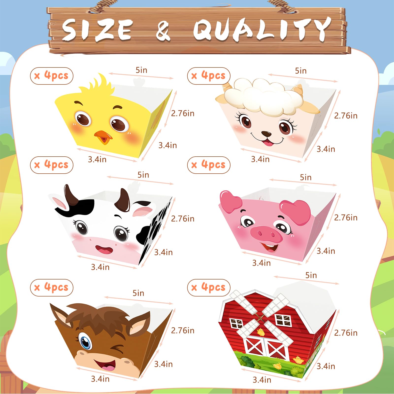 FRIDAY NIGHT Farm Animal Paper Food Trays Snack Bowls 24 PCS Disposable Serving Tray Farmhouse Barnyard Party Supplies Birthday Baby Shower Decorations