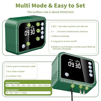 Forever Speed Solar Drip Irrigation Kit,Solar Powered Irrigation System with Digital Display,15M 3W Solar Automatic Watering System for Pot Plants Greenhouse,Garden,Terrace Lawn