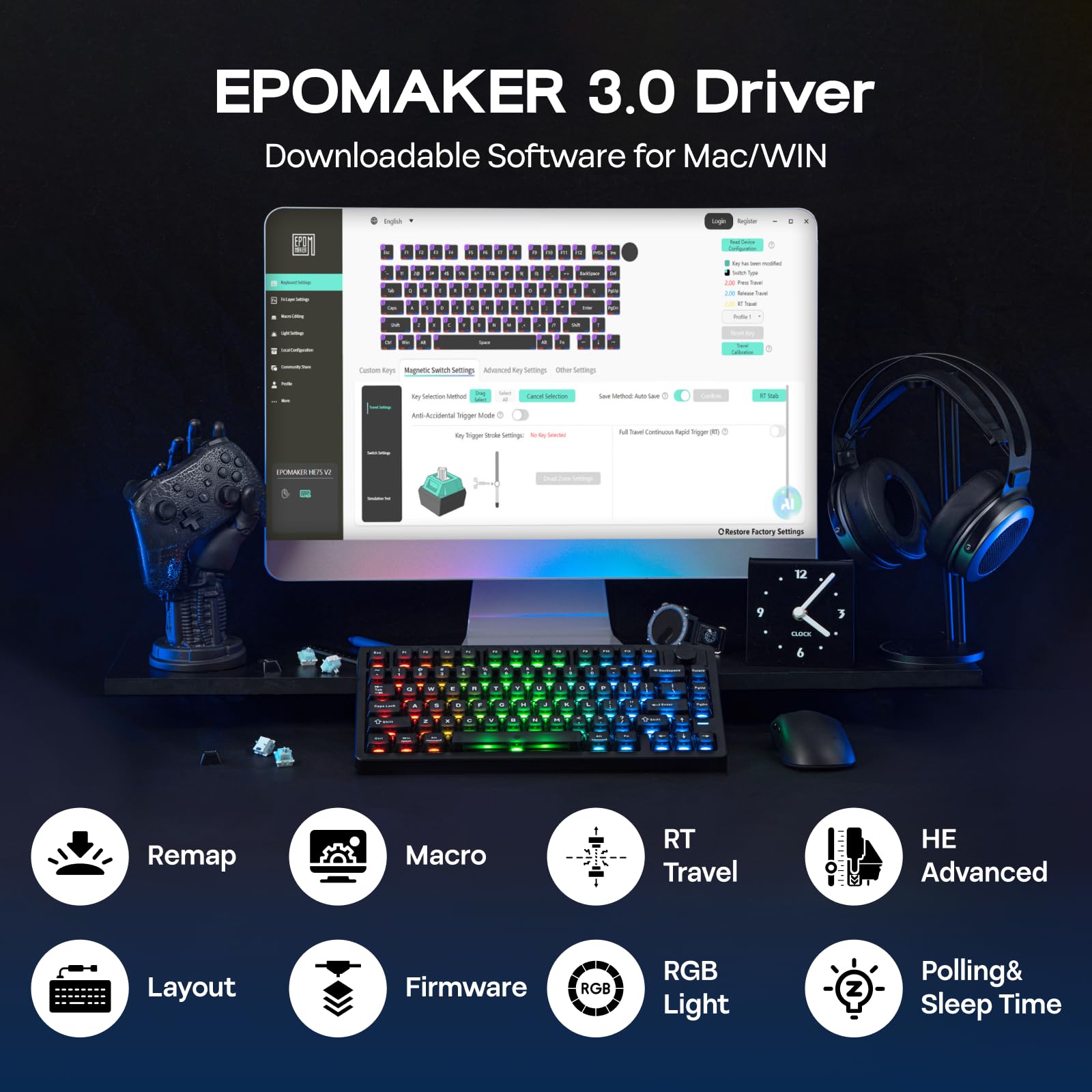 Amazon.com: EPOMAKER HE75 V2 TMR Hall Effect Gaming Keyboard w