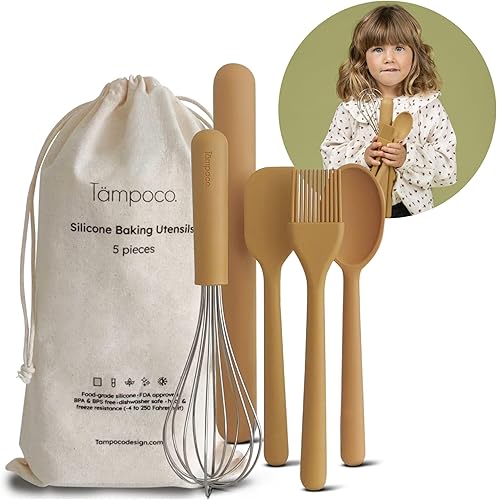 Tampoco Real Kids - Juego de cocina y hornear Herramientas de cocina Montessori para cocinar de verdad con utensilios de silicona aptos para