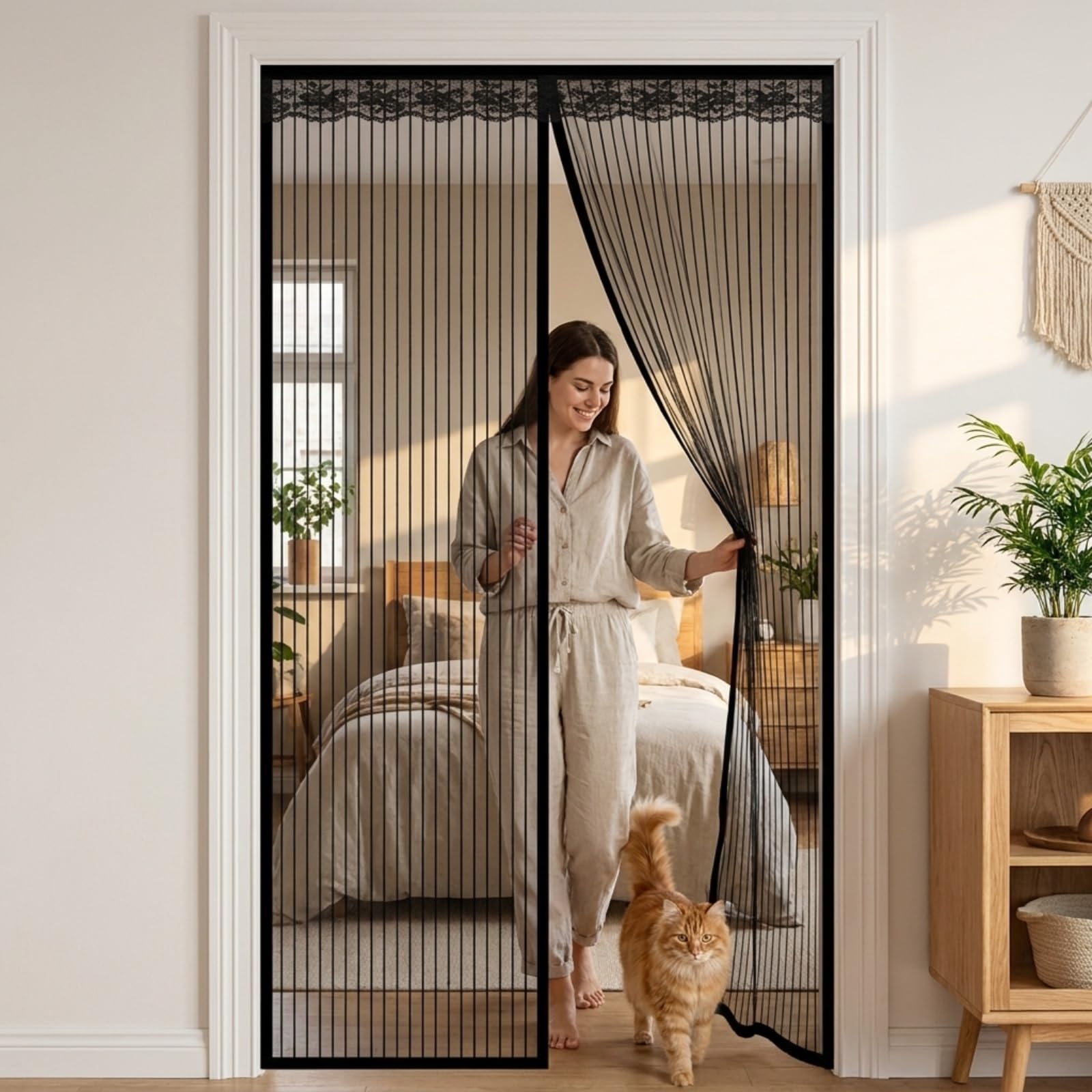 Moustiquaire porte balcon magnétique 120x200cm rideau anti mouche noir