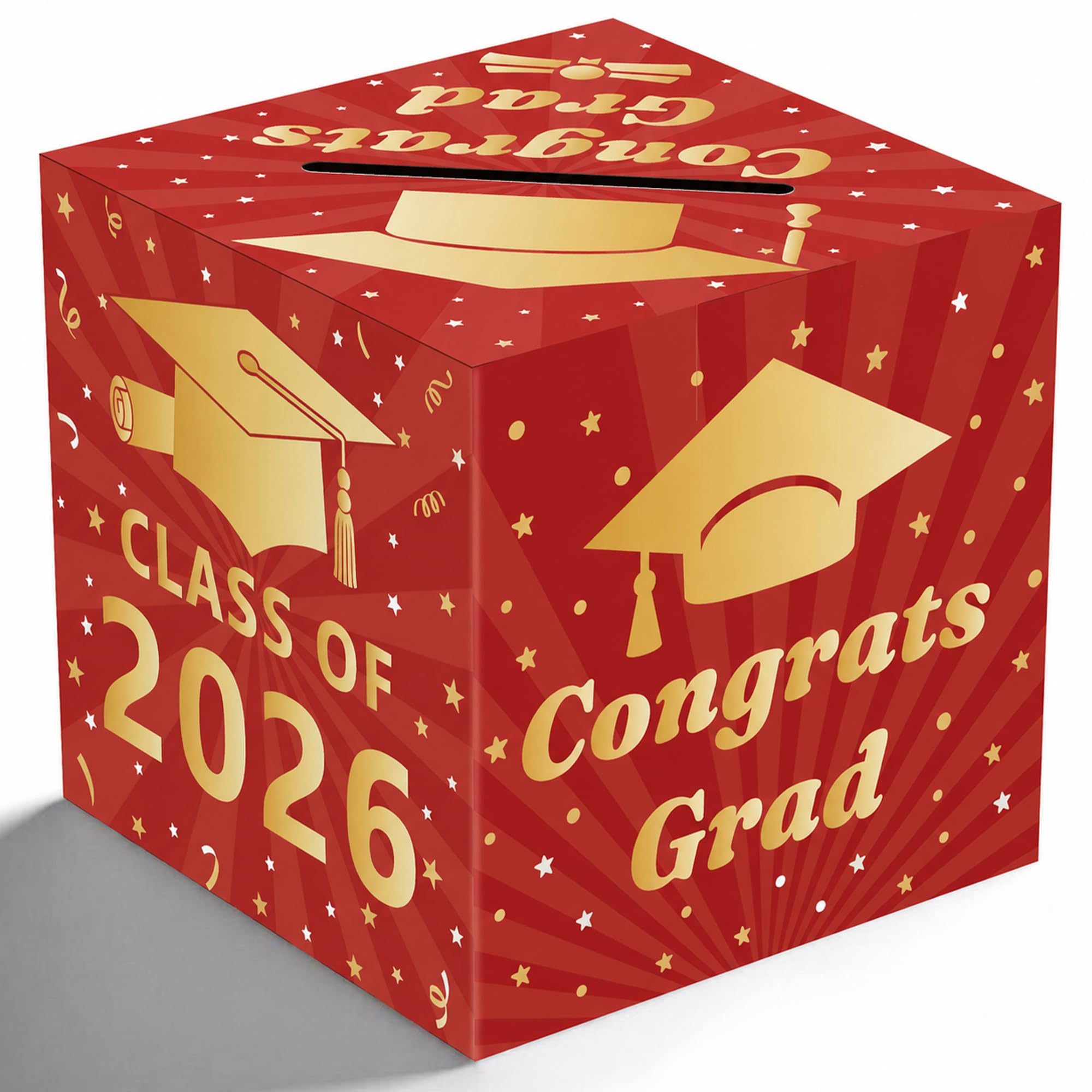OHOME Graduation Decorations 2026 2027 - Red Gold Graduation Card Box for Graduation Decorations Class of 2026 - Graduation Party Decorations Decor Supplies Favors,Graduation Centerpieces 2026