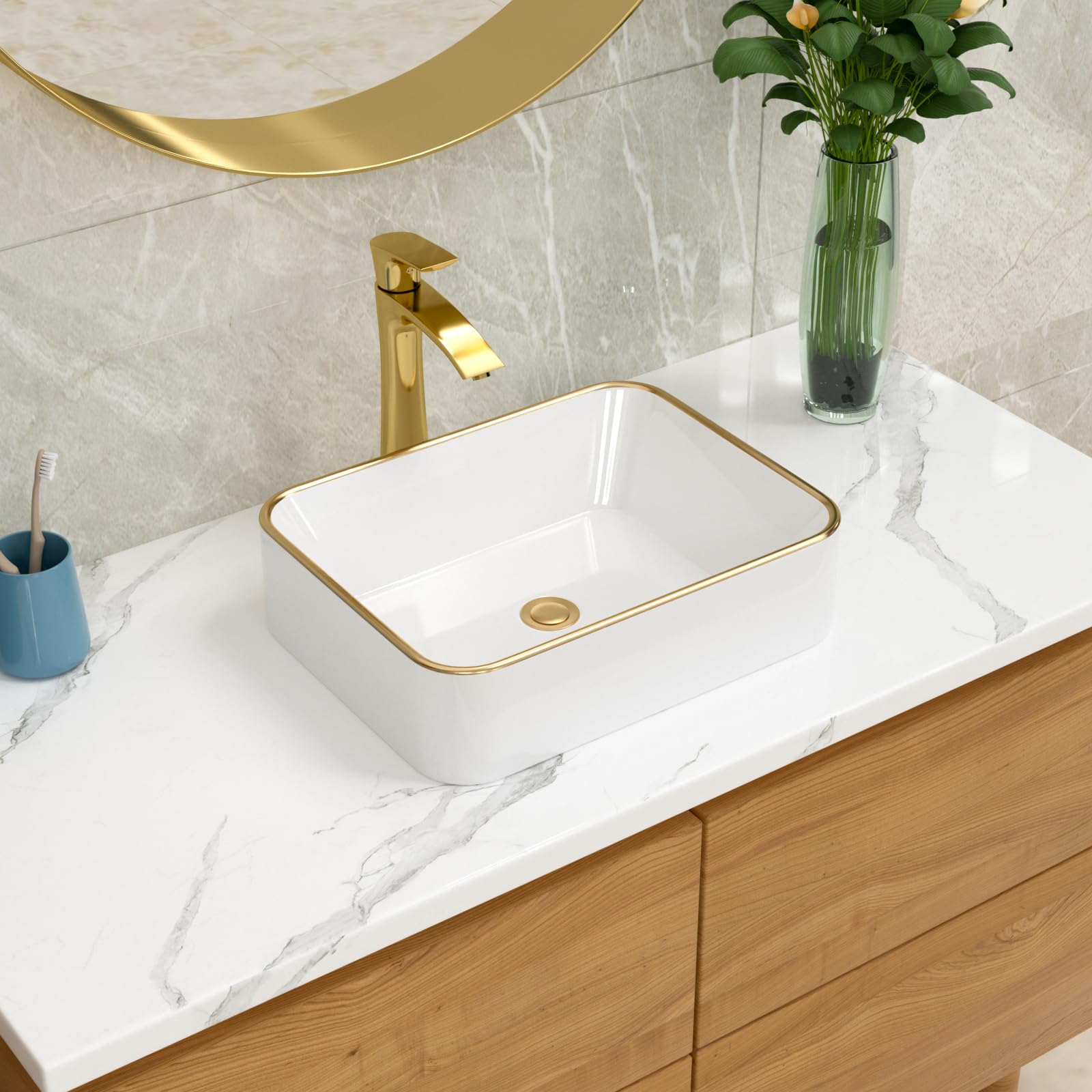 Snapklik.com : Lordear Vessel Sink Rectangle 19 Inch Bathroom Sink ...