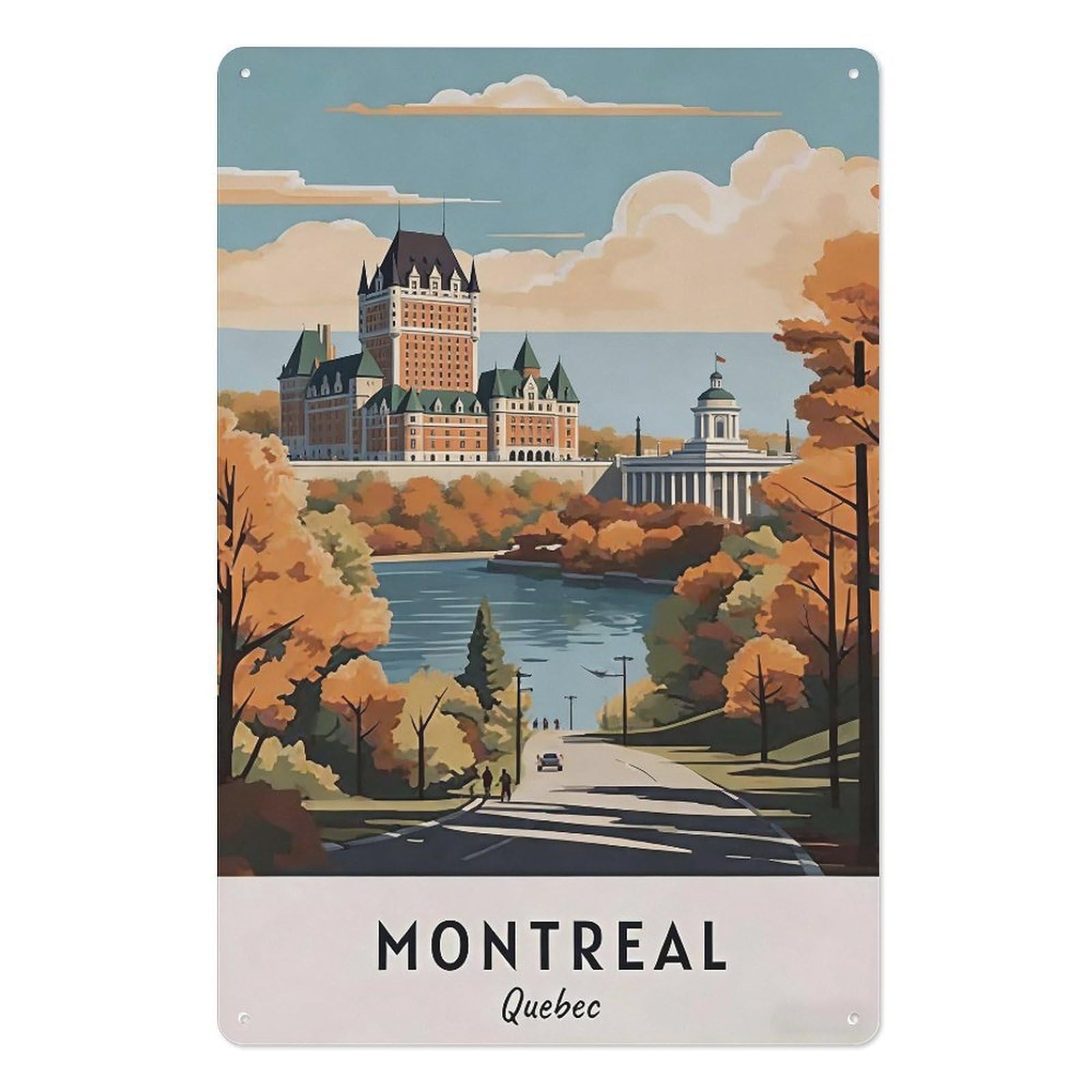 Montreal Quebec Retro Design Tin Painting Vintage Tin Sign 08x12inch(20x30cm) Wall Art for Home Office Bedroom Living Room Cafes Wall Decor