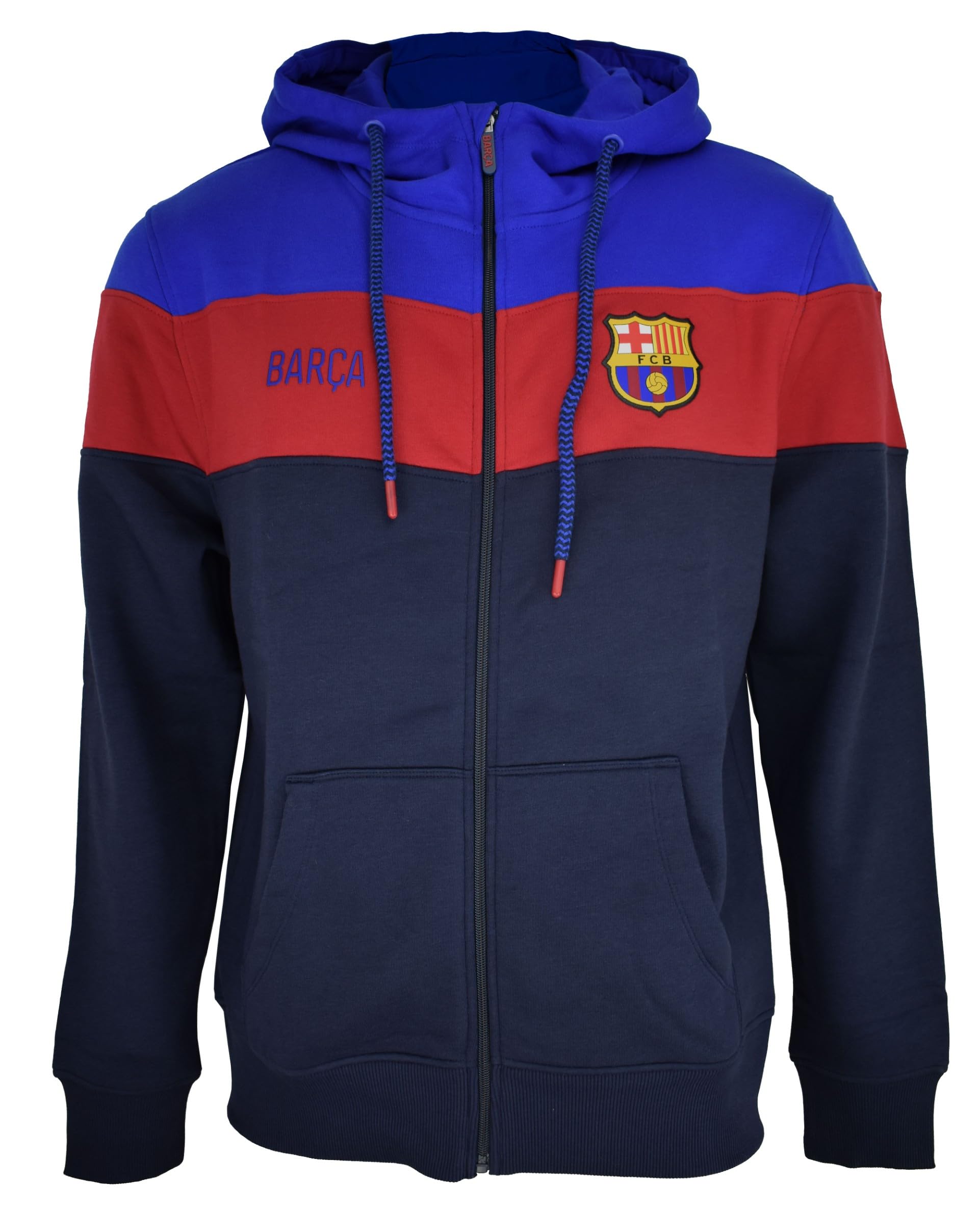 Real Madrid Unisex Blue Fc Barcelona Barcelona Hoodie Open Jacket Barça Match Navy Licensed Adult Size Xl Xl