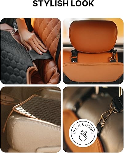 Miniatura 6 de Owleys Protector de asiento de automóvil de cuero prémium para niños, funda de asiento de automóvil contra arañazos de suciedad, protector de