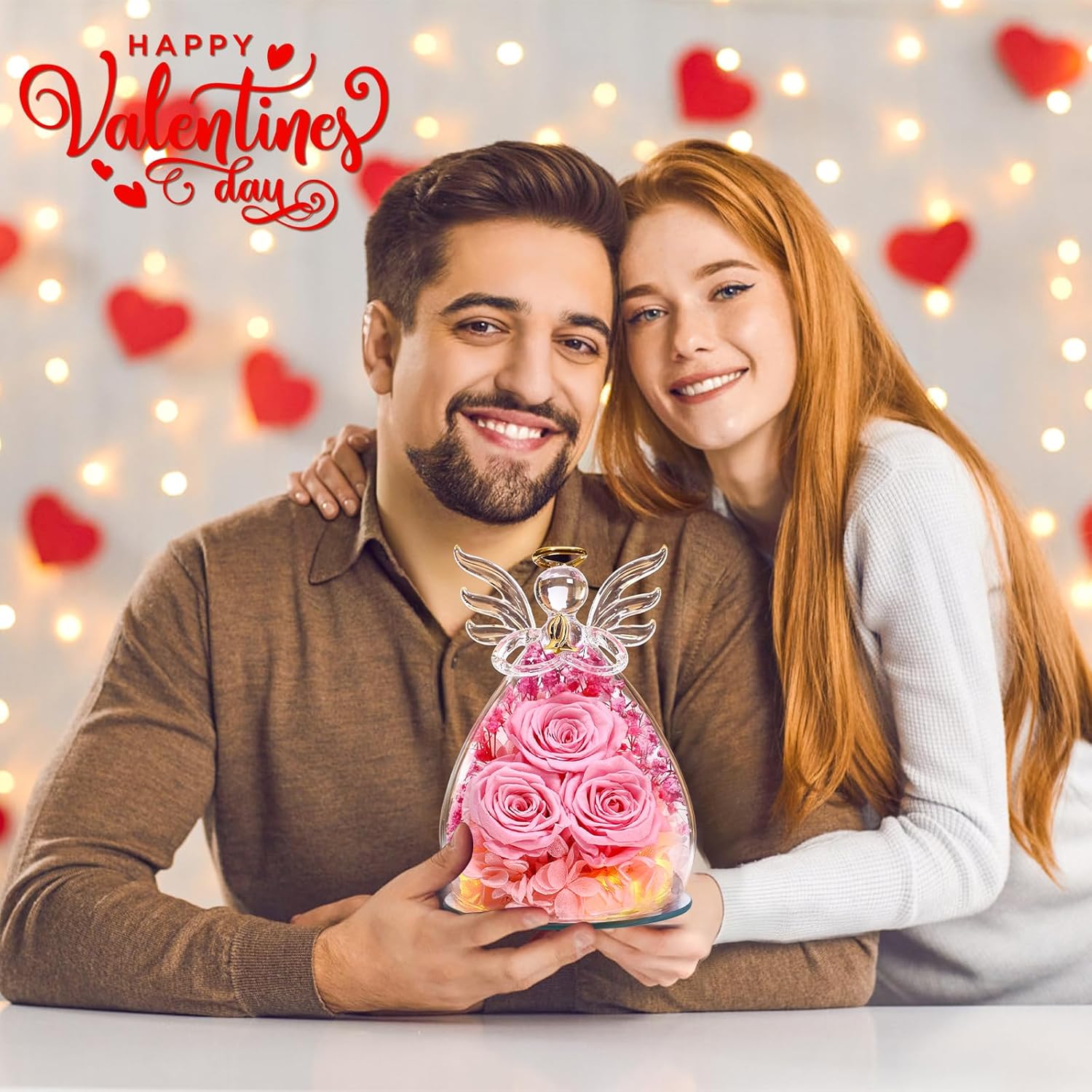 Beferr Valentines Day Rose Gifts for Her Women Mom Gifts for Birthday, Fresh Flowers for Delivery Forever Preserved Rose in Glass Angel Figurine, for Grandma Wife Daughter Girlfriend - Image 4
