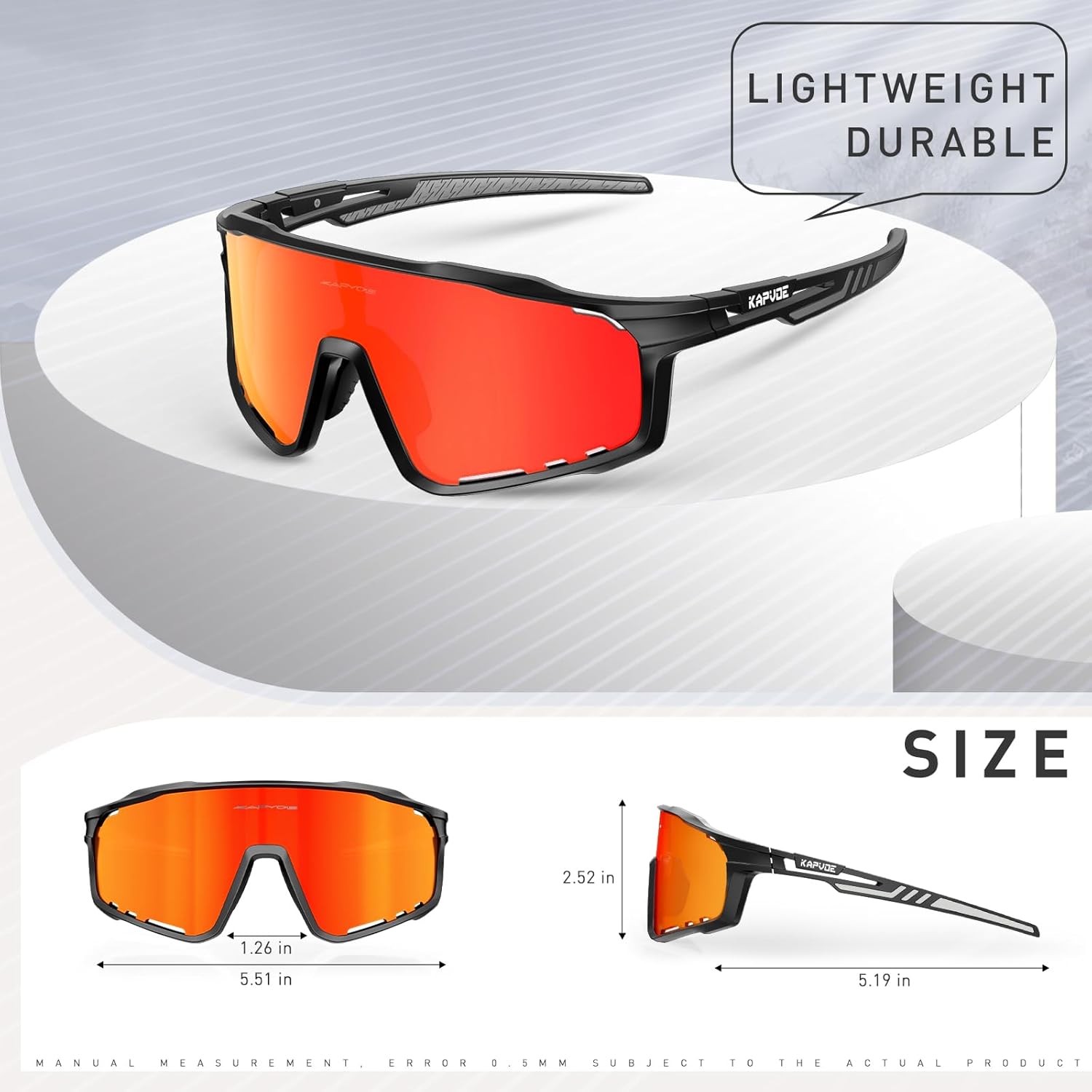 KAPVOE Polarized Cycling Glasses Men Women Mountain Bike Glasses MTB Riding TR90 Sport Sunglasses Running Bicycle K76 - Image 5