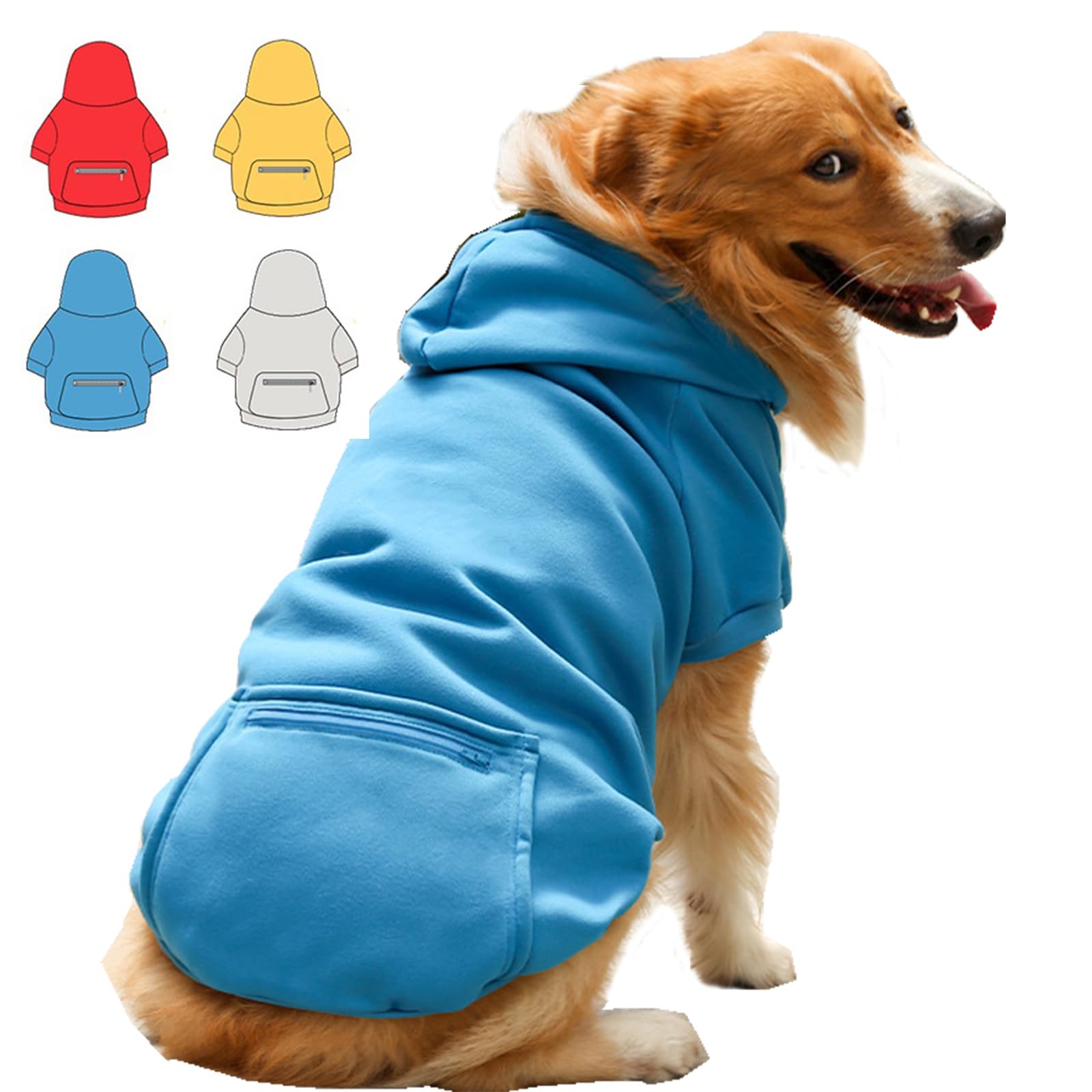 Dog Hoodie for Small Medium Large Dogs,Fleece Hoodie for Dogs with Zipper Pocket,Fall Winter Dog Sweatshirts Hoodie for All Sized Dogs(4XL,Blue)