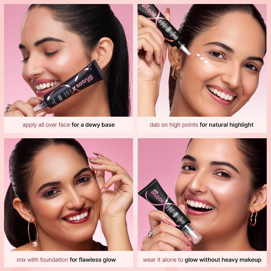 Sotrue Strobe Cream Rose Gold for Face Radiance, Multipurpose Strobe Cream, Dewy Glazed Instant Glow, Highlighter For Face, Boosts Hydration - For All Skin Types - Image 6 thumbnail