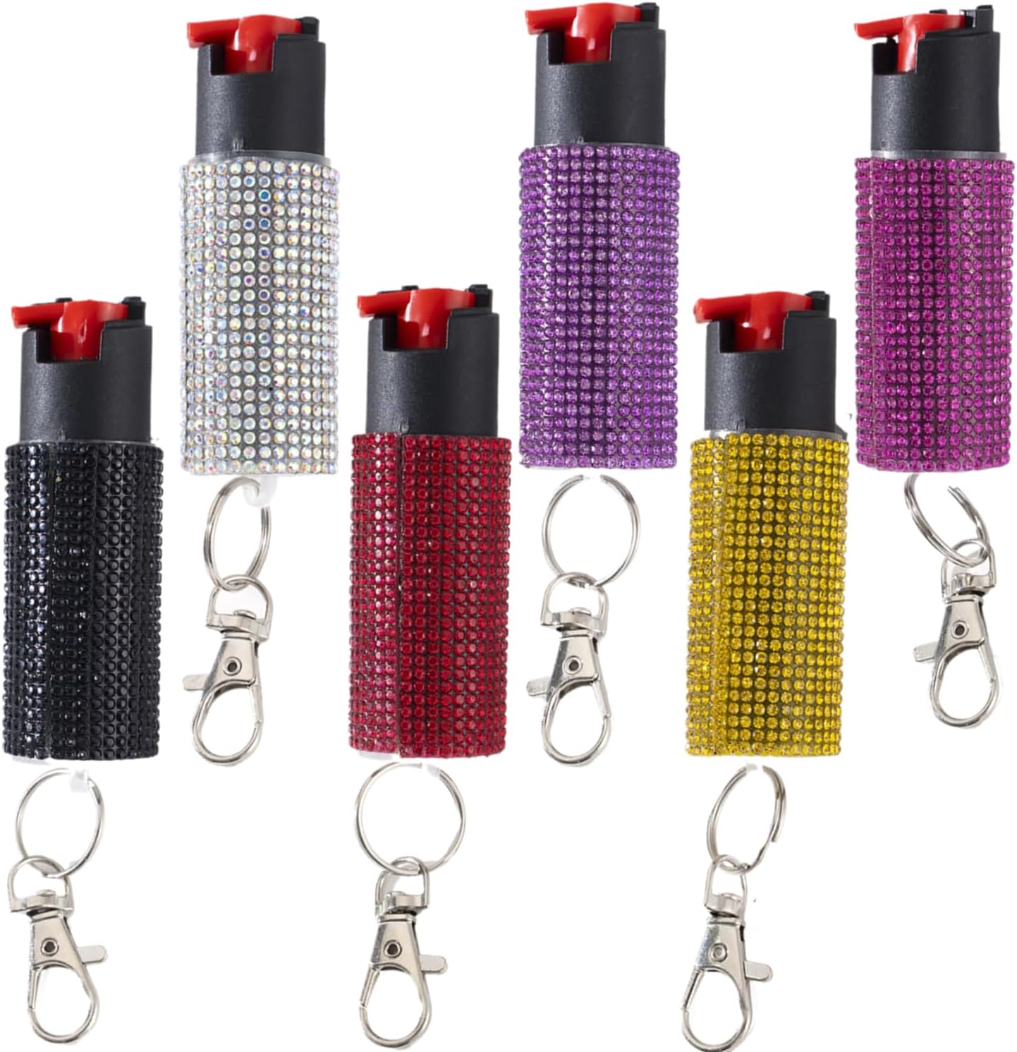3-Pack 20ml Bling Pepper Spray Keychain for Women – Decorative Acrylic Design, Snap-Clip Carry, Twist Safety Lock (1.33% OC Formula)