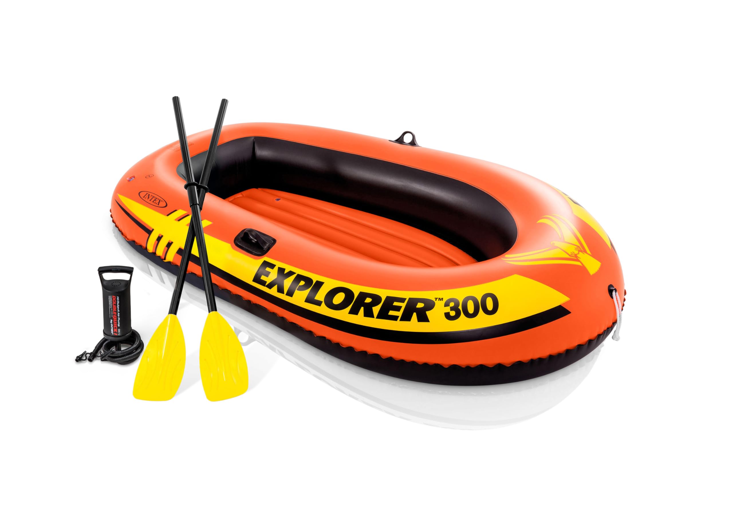 INTEX Explorer Inflatable Boat Series: Dual Air Chambers - Welded All Lock - Grab Handle - Bow Rope - Sporty Design