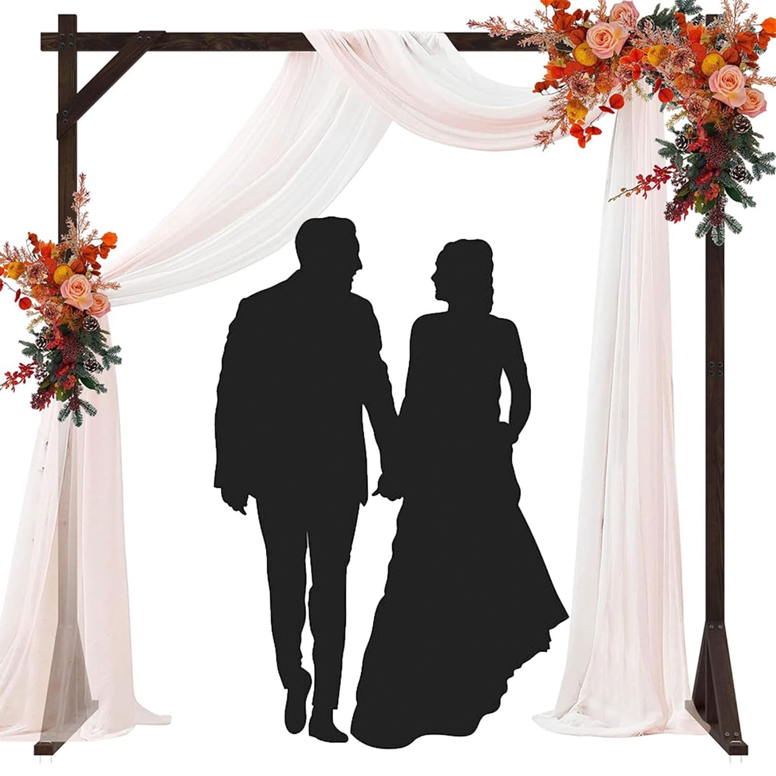 Hochzeitsbogen aus Holz Quadrat Hochzeit Hintergrund Holz Blume Arbor Stand Traubogen mit Basis,für Hochzeit Rasen,Garten,eckig,Fotokabine Hintergrundständer,Garten Decoration