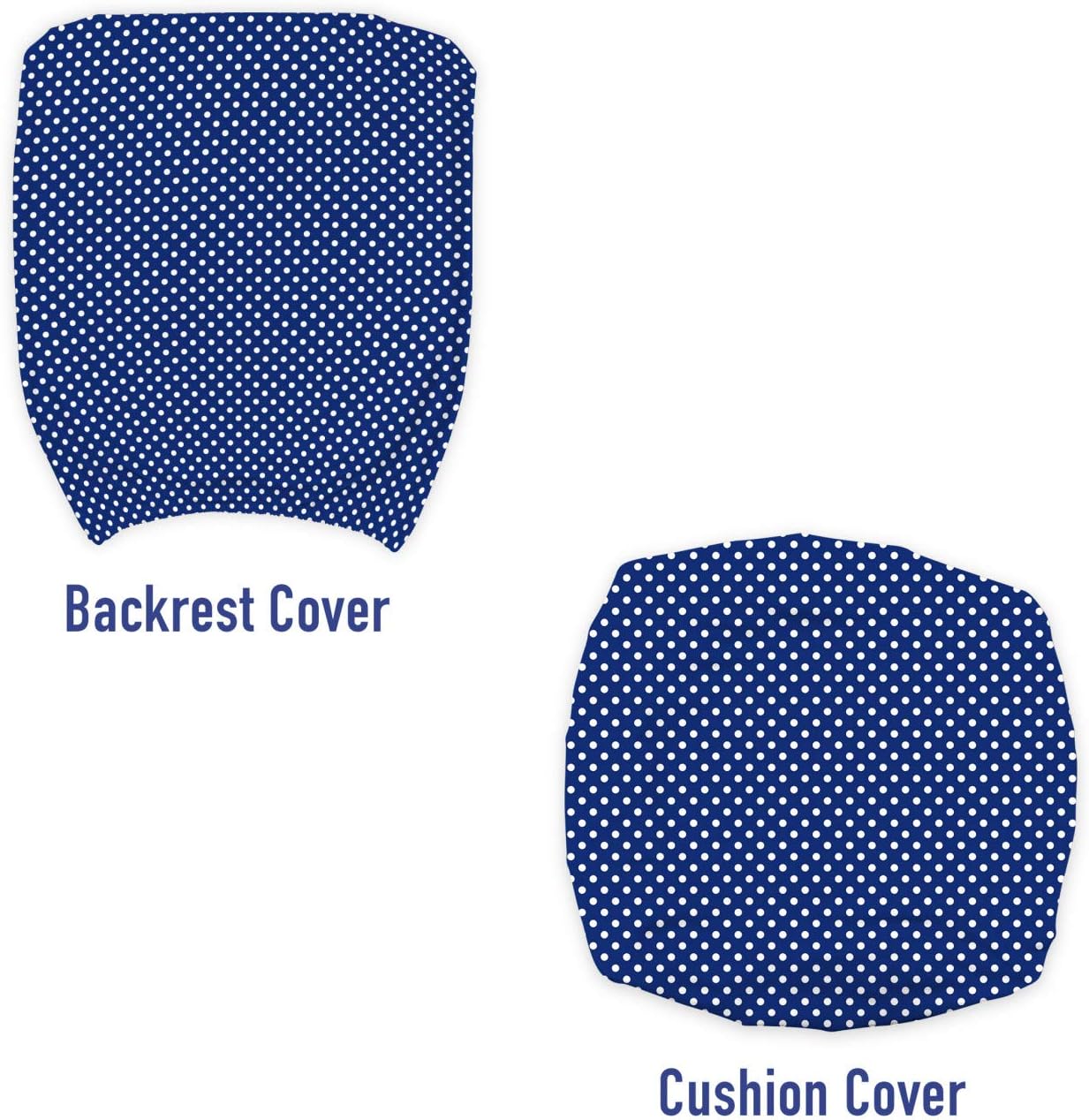 Ambesonne Retro Office Chair Slipcover, Pattern Polka Dots on a Sailor Indigo Background Vintage Tile Geometric, Decorative Stretch and Washable Fabric Cover, Standard Size, White and Indigo