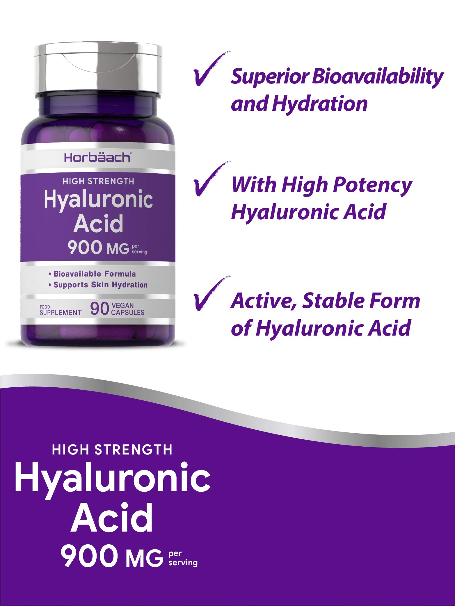 Hyaluronic Acid 900mg 90 Capsules Triple Strength Tablets Natural