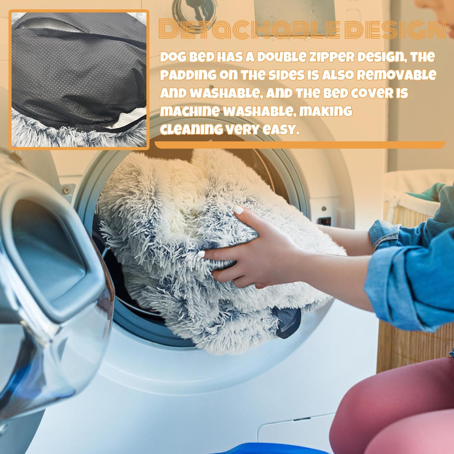 Hooded with Supports Dog Bed,Deluxe Plush Dog Cave Bed for Medium Small Dogs Cats Under 22 lbs/10kg, Warming Cozy Soft Faux Fur Donut Pet Bed,Removable Washable Cover and Anti Slip Bottom