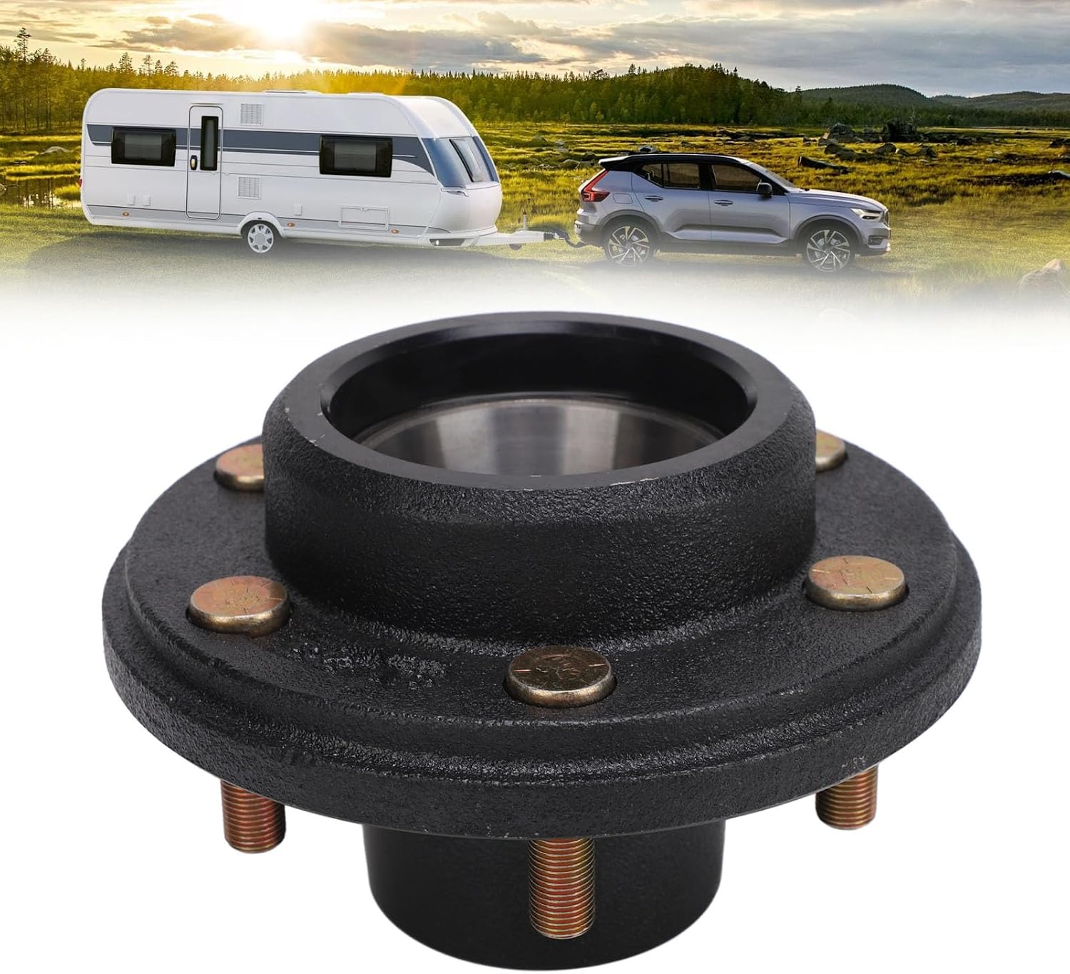 Trailer Axle Kit 6000lbs Capacity with 6 on 5.5in Bolt Pattern and 2in Round Spindle for Cargo Boat Trailer Stable Trailer Idler Hub Kit Durable Heavy Duty Trailer Spindles