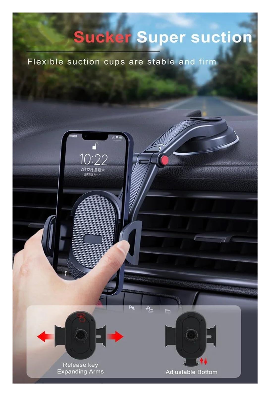 Supporto universale telefono per Xi&ao&mi, supporto per parabrezza, cruscotto, auto, cellulare(Red)