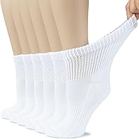 Vista 16 de Hugh Ugoli Calcetines tobilleros de algodón para mujer para diabéticos, anchos, sueltos, elásticos, puntera sin costuras, semiacolchado superior sin