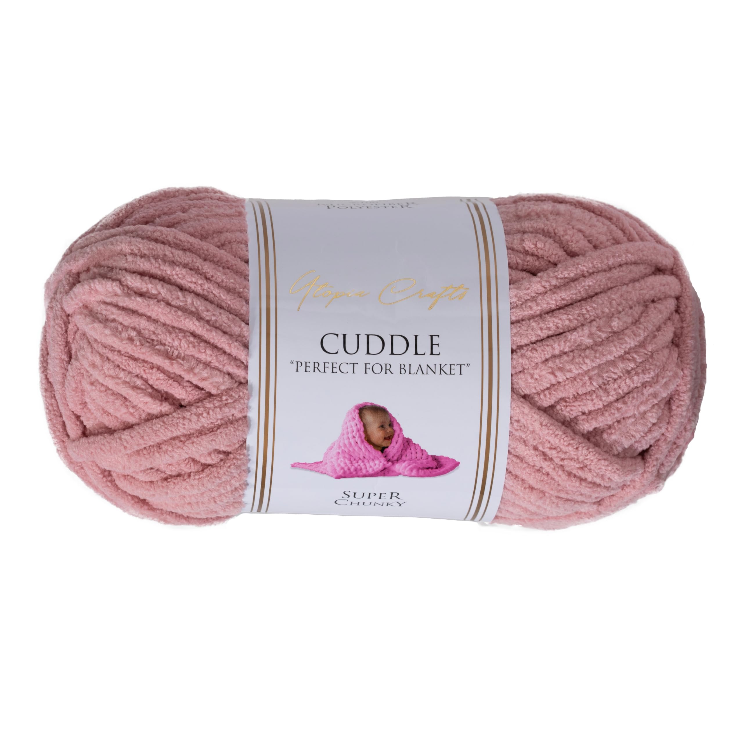 Utopia Crafts Cuddle Super Chunky Chenille Yarn Dusty Pink, 100g 60m Ball, Fluffy, Soft & Easy to Use - Image 2