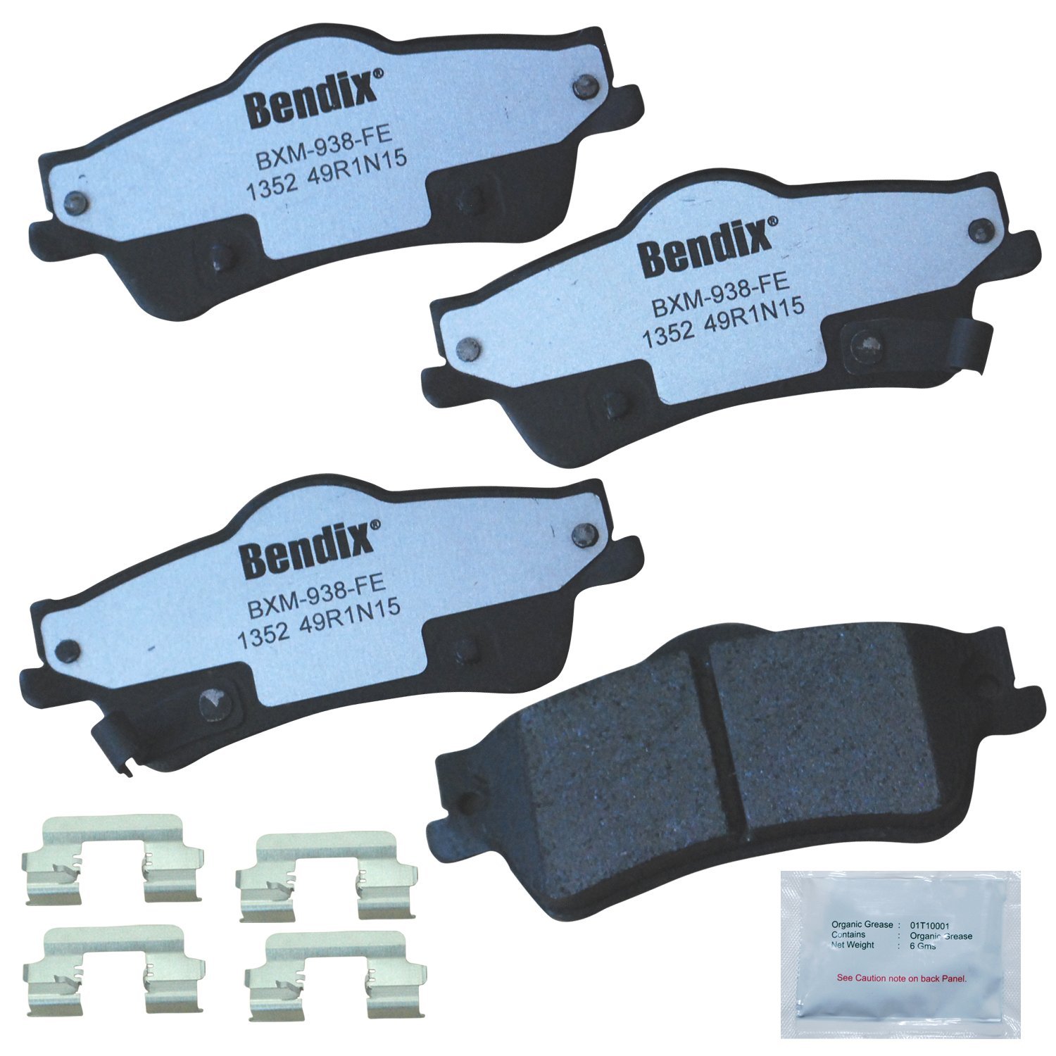 Bendix Fleet Metlok MKD1352FM Semi-Metallic Rear Brake Pads for Chevrolet Caprice 2017-2011, SS 2014, SS 2017, Pontiac G8 2009-2008