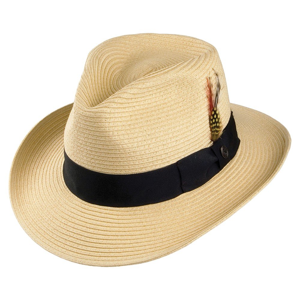 Jaxon & James Men's Natural Summer C-Crown Straw Fedora Hat - Large