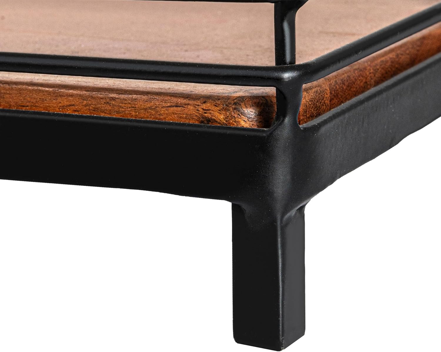 Creative Co-Op 2-Tier Acacia Wood & Metal Stand