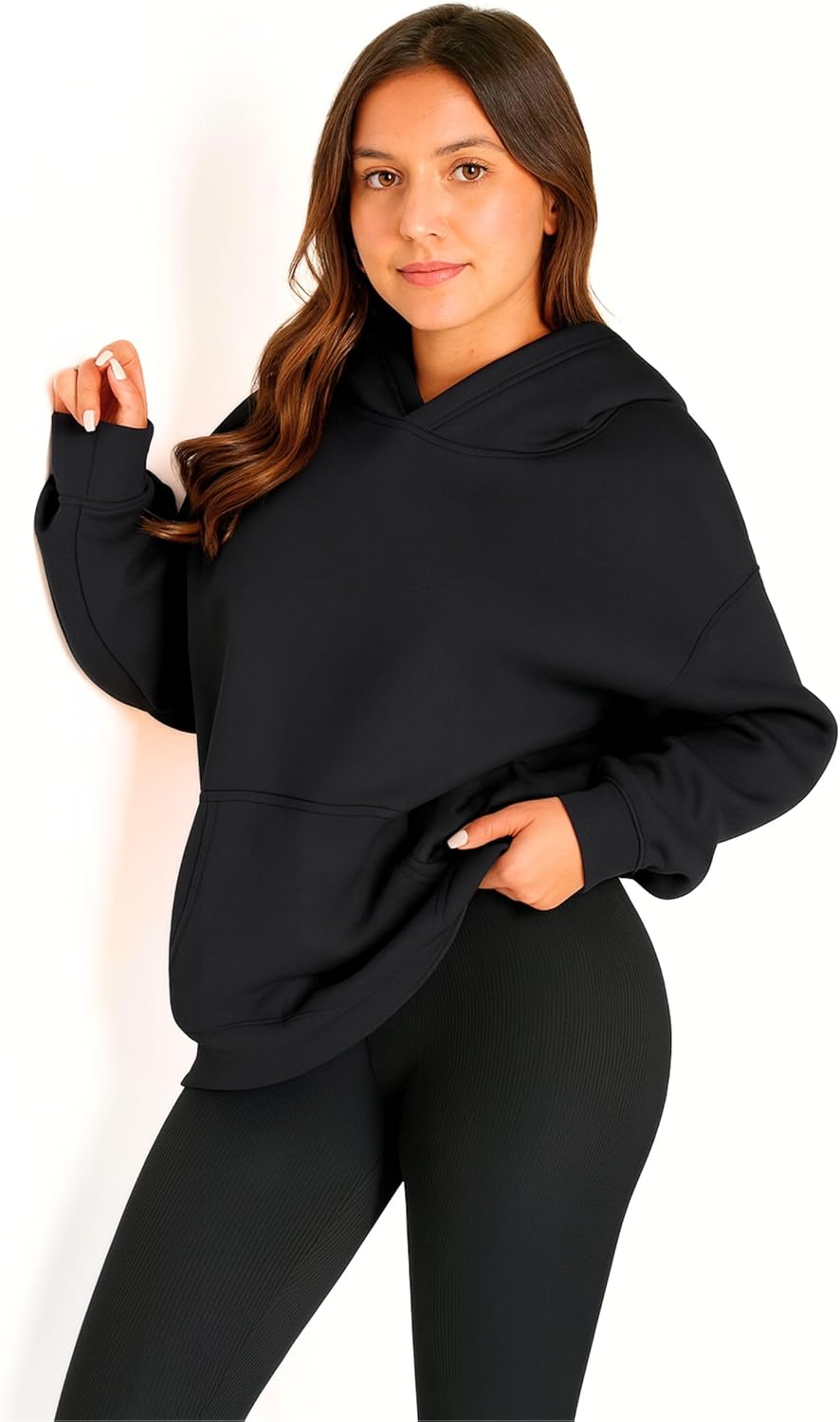 Women Oversized Hoodies Fleece Sweatshirts Fall Fashion Lounge Pullover Airport Travel Sweaters Cozy Winter Clothes - Image 3