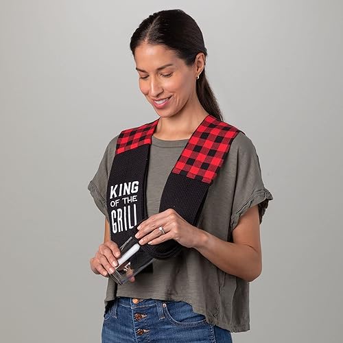 Miniatura 4 de DEMDACO King of Grill - Toalla de cocina extra larga de mezcla de algodón sobre el hombro, color negro