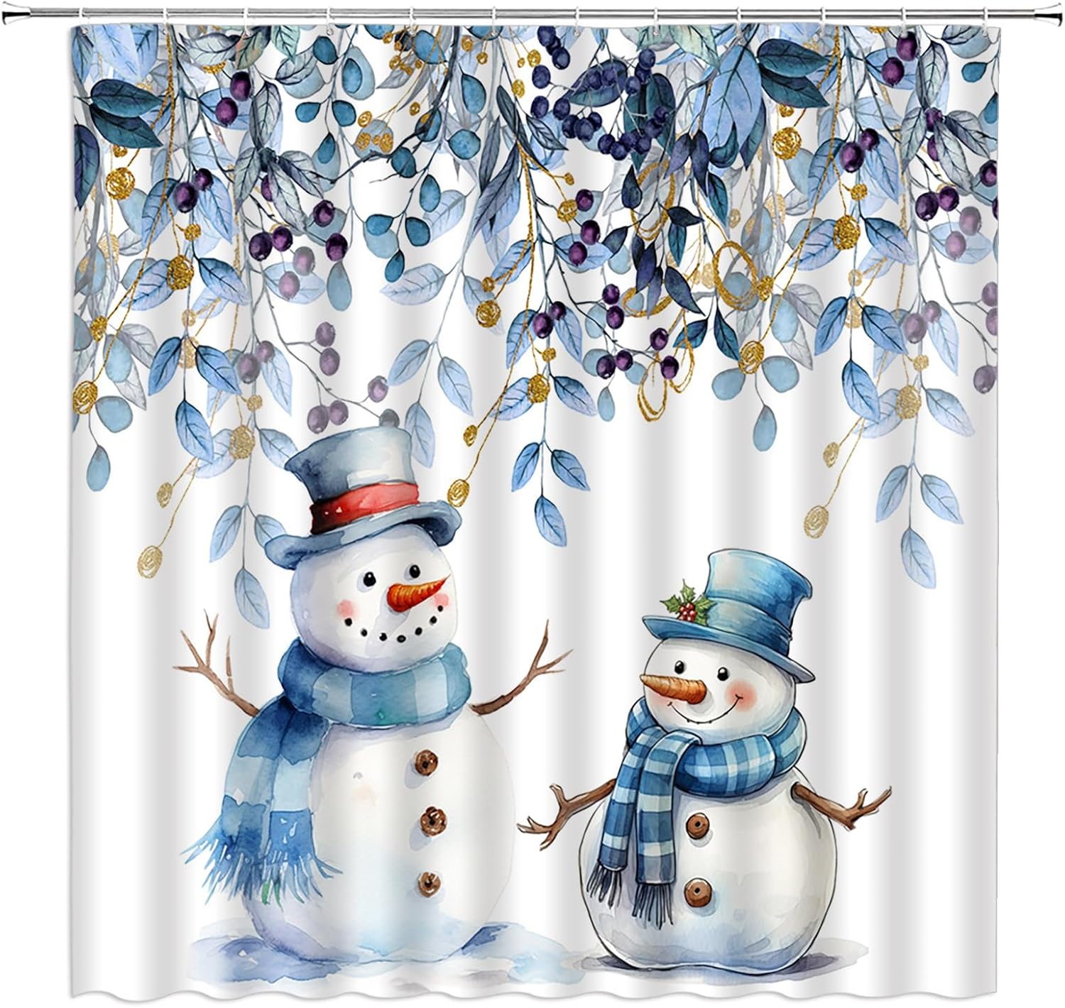 GCTNBJL Christmas Snowman Shower Curtain Cute Snowman Leaf