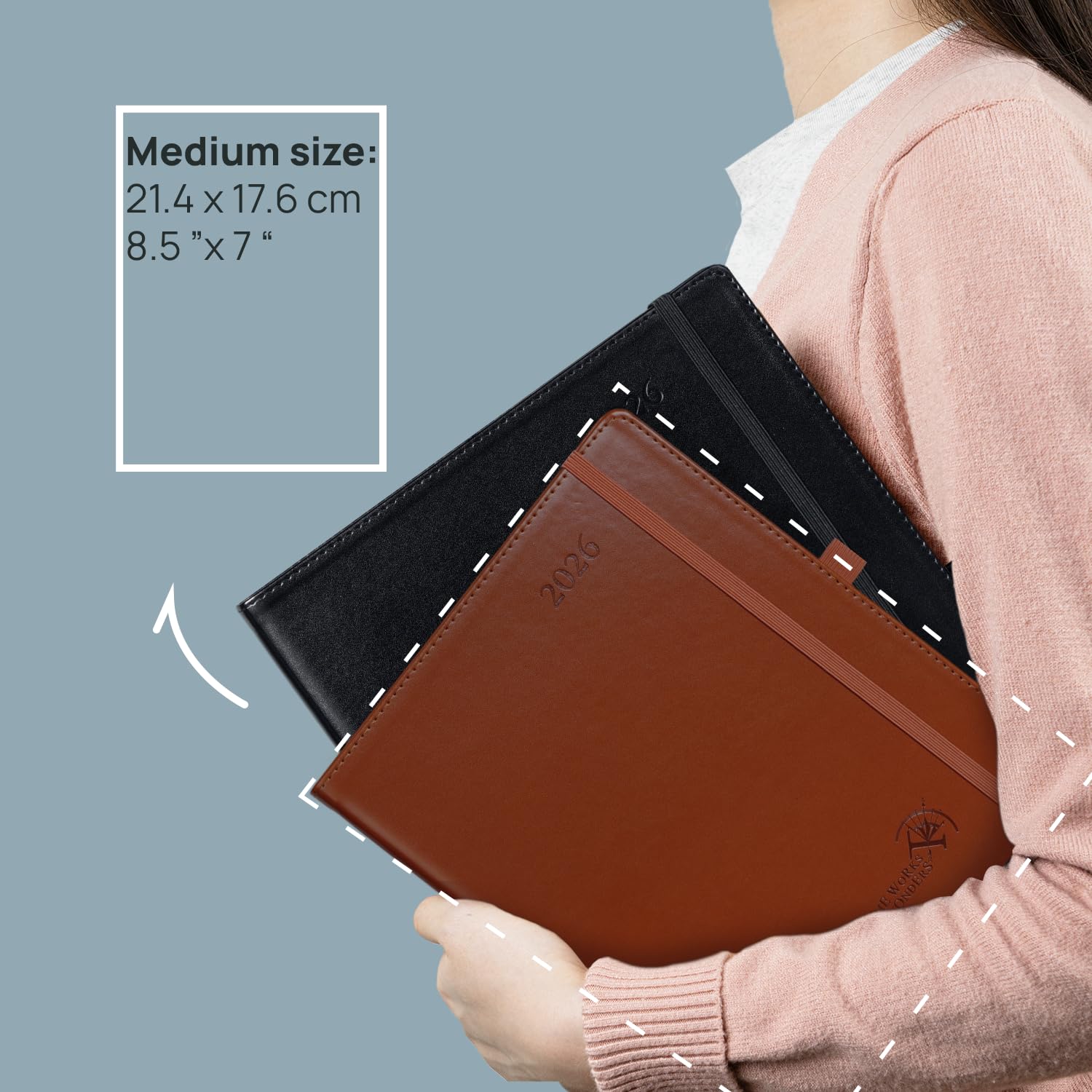POPRUN 2026 Planner, Large - 8.5 x 10.5, 2026 Weekly Calendar (Jan. 2026 - Dec. 2026) with Hourly Time Slots, Weekly Appointment Book for Time Management, Leather Soft Cover - Brown POPRUN 2026 Planner, Large - 8.5 x 10.5, 2026 Weekly Calendar (Jan. 2026 - Dec. 2026) with Hourly Time Slots, Weekly Appointment Book for Time Management, Leather Soft Cover - Brown