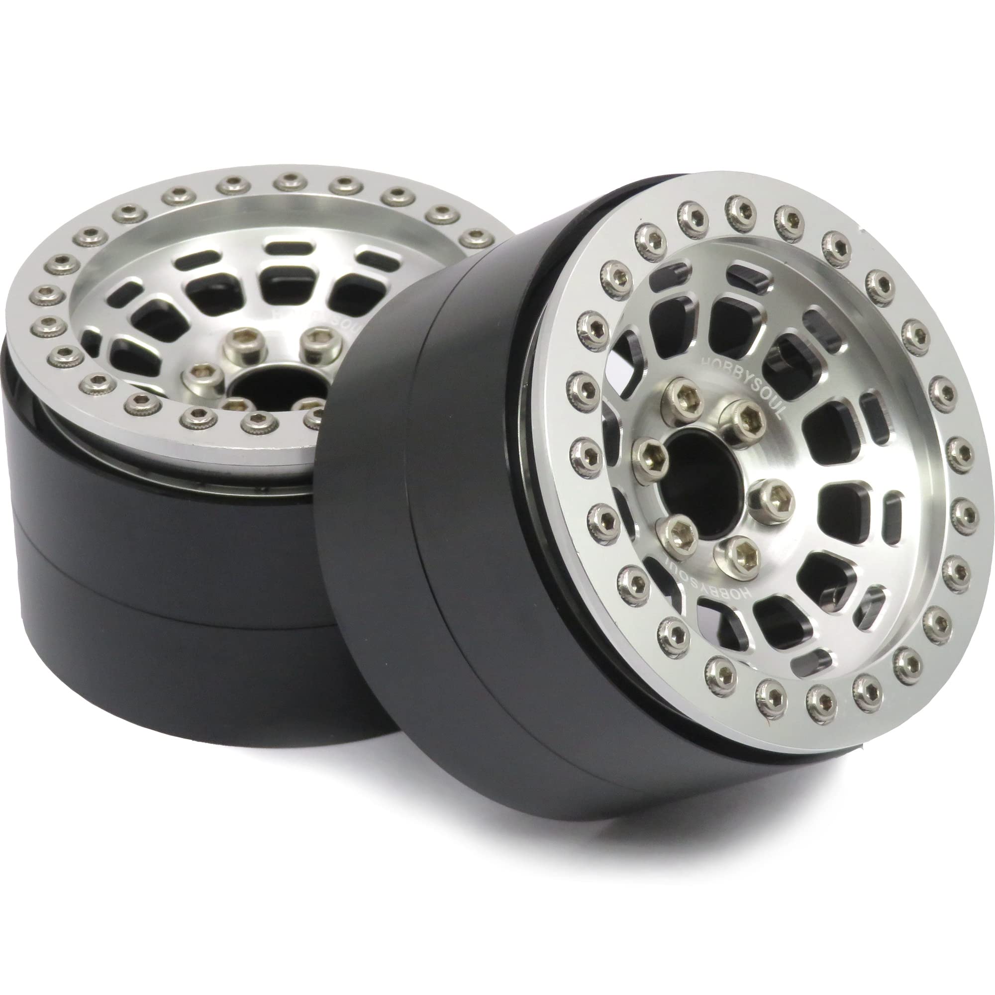 HOBBYSOUL Lot De 4 Jantes RC 2.2 De Large 1,57 (40 Mm), 2.2 Beadlock