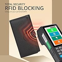 Vista 5 de Cartera de piel auténtica para mujer con bloqueo RFID, tarjetero triple para mujer, con ventana de identificación