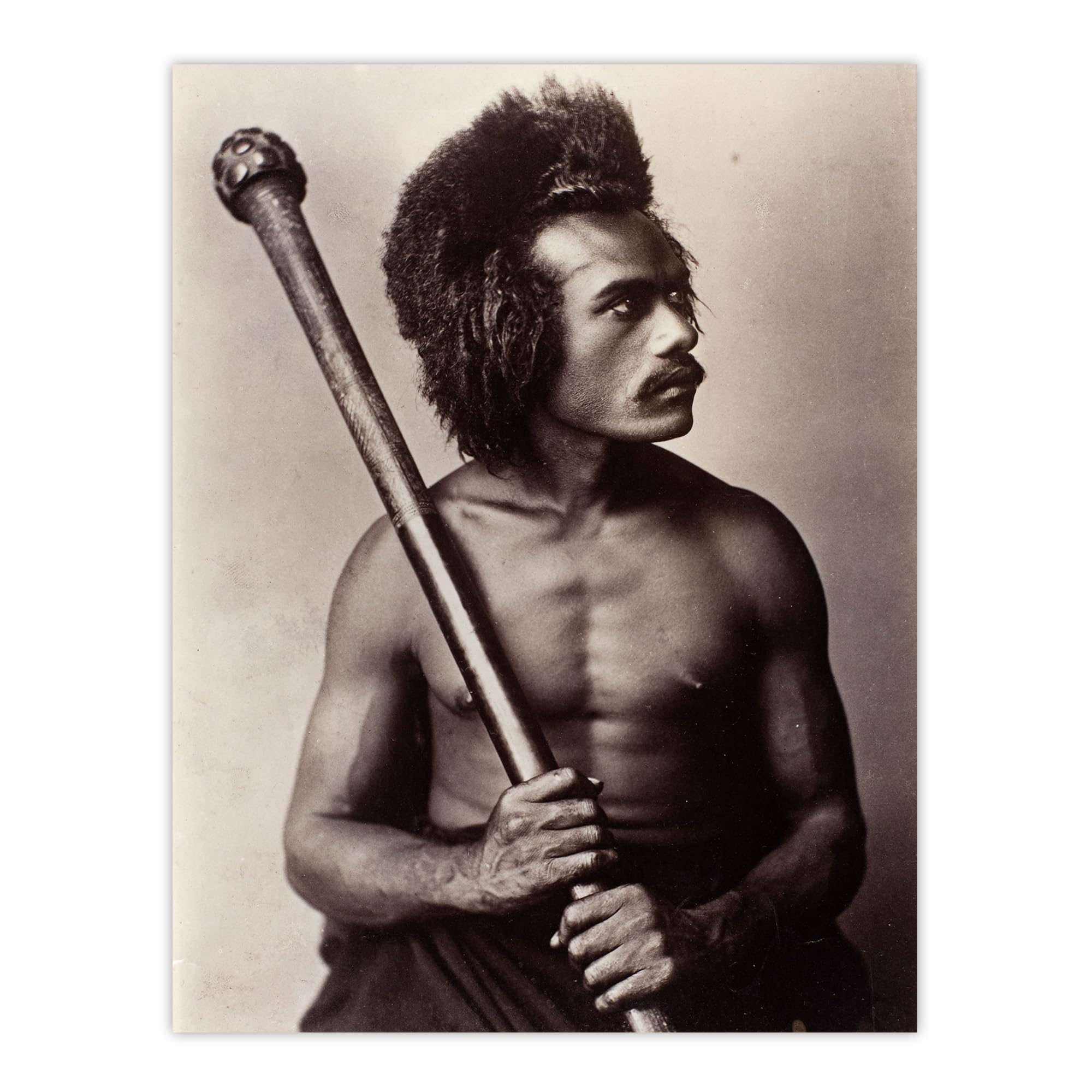 Artery8 Burton Brothers Photograph of a Fijian Warrior Huge Wall Art Print 18X24