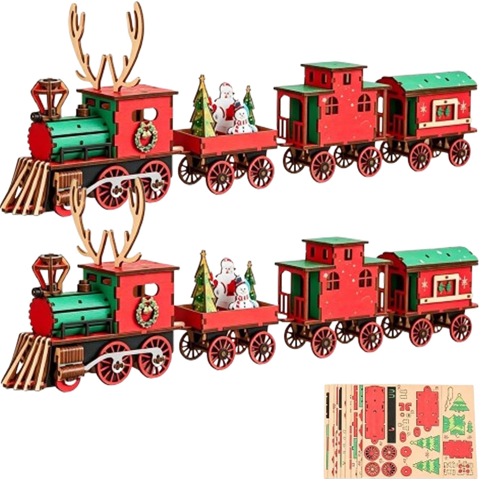Tren de madera navideño 3D: rompecabezas de ensamblaje para decoración de mesa 8