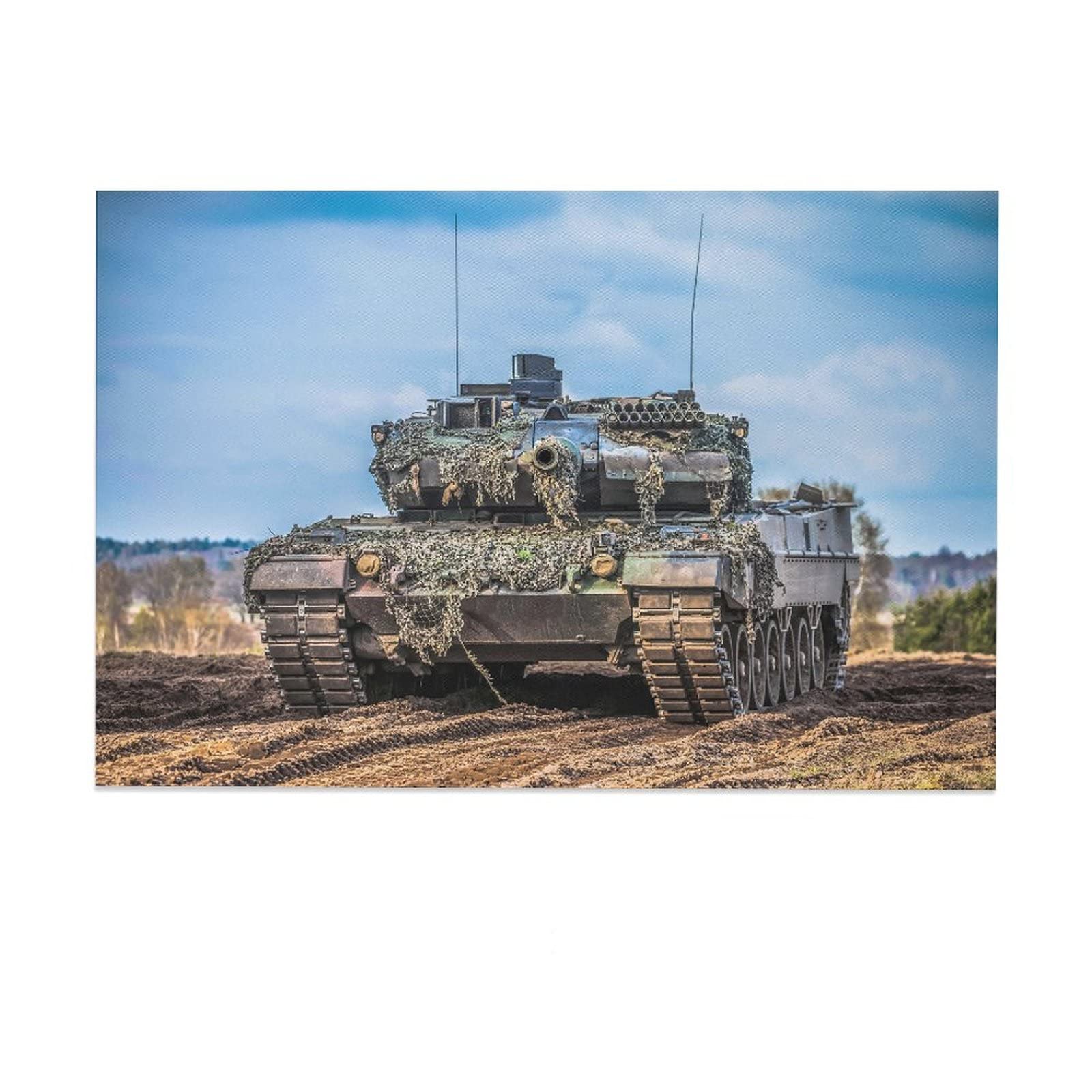 Leopard 2A6 Military Weapons Tank Canvas Poster Bedroom Decor Sports Landscape Office Room Decor Gift,Canvas Poster Wall Art Decor Print Picture Paintings for Living Room Bedroom Decoration 24x36inch(