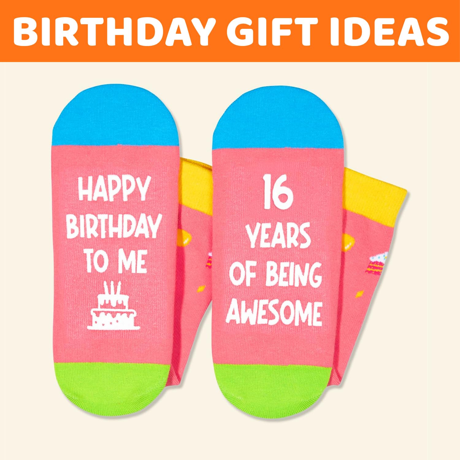 Zmart Birthday Gifts for Teen Girls - Pink Birthday Socks for 13-19 Year Old Girls