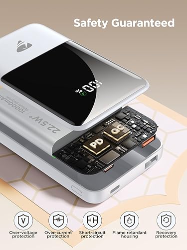 Miniatura 4 de Aioneus Cargador portátil, cargador de batería de 10000 mAh, cargador portátil de carga rápida de 22.5 W con cable integrado, cargador de viaje USB