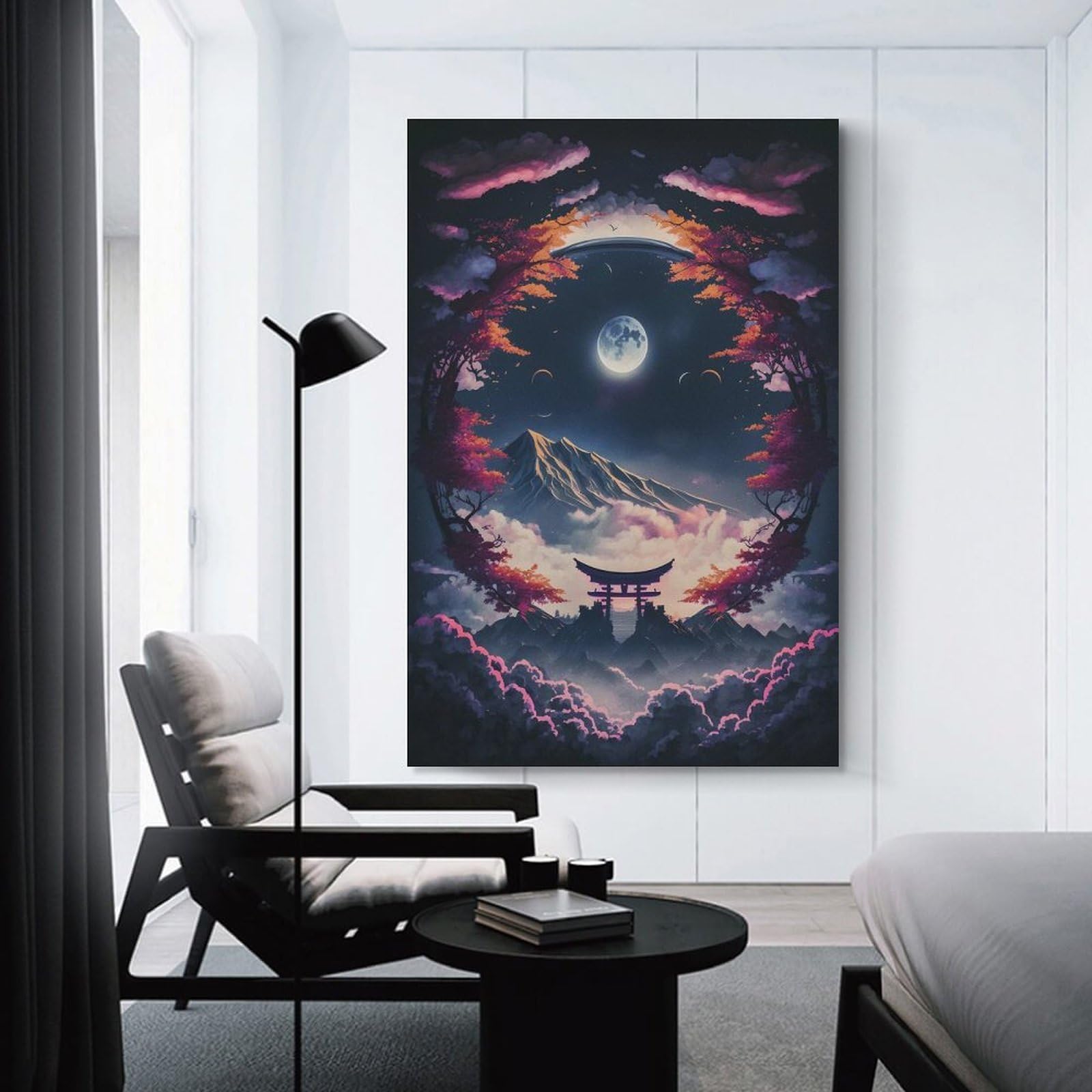 Junmoney Unframe-Japanese Night Japanese Night Wall Decor Canvas Print 20X30inch(50X75cm), For Lounge, Study, Hallway Or Flat Walls, Decorative Artwork With Broad Appeal